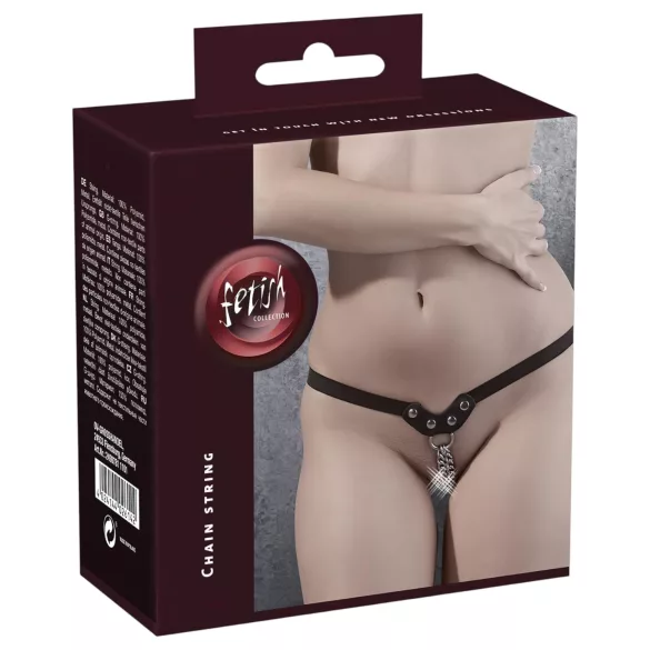 Feticcio - perizoma con borchie e catene (nero, S-L)