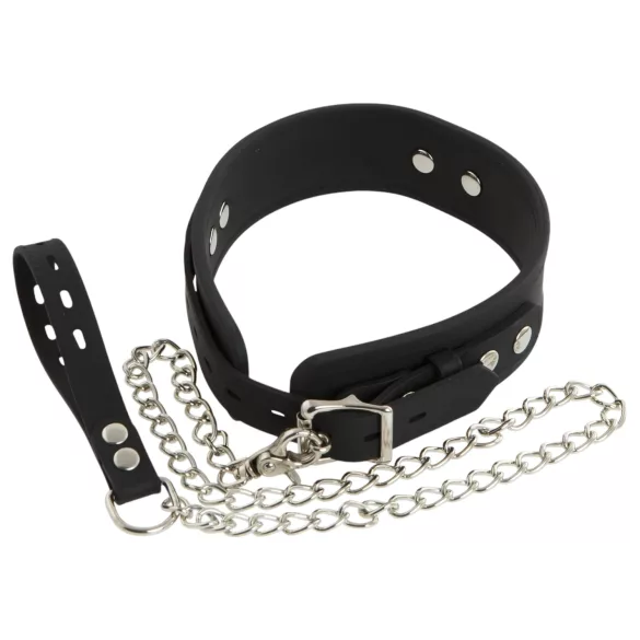 Bad Kitty - collare e guinzaglio in silicone nero