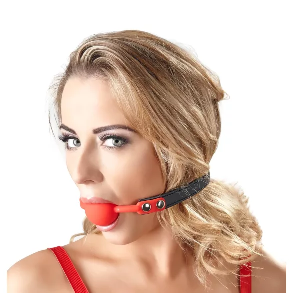 Bad Kitty - bavaglio in silicone con cinturino in similpelle - rosso