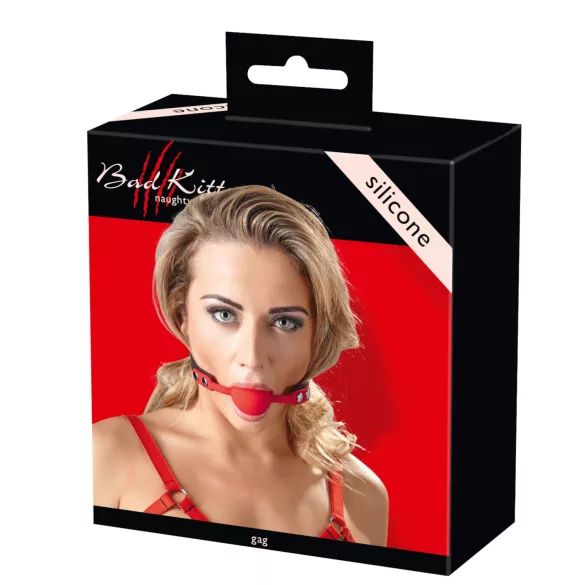 Bad Kitty - bavaglio in silicone con cinturino in similpelle - rosso