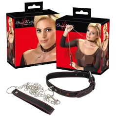 Bad Kitty - collare con cuore e guinzaglio in metallo - nero