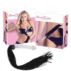   Bad Kitty - frusta in pelle con dildo in vetro - trasparente/nero