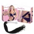 Bad Kitty - frusta in pelle con dildo in vetro - trasparente/nero