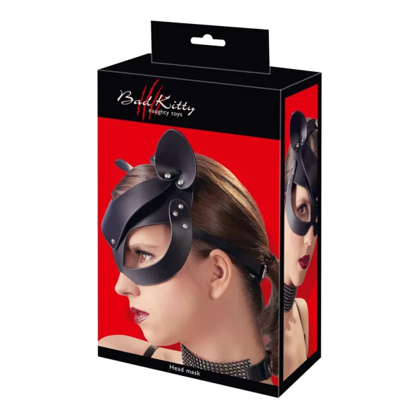 Bad Kitty - maschera gatto strass ecopelle nero S-L