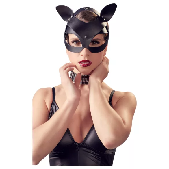 Bad Kitty - maschera gatto strass ecopelle nero S-L