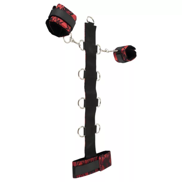 Bad Kitty - set bondage braccia-collo - collegamento regolabile - rosso nero