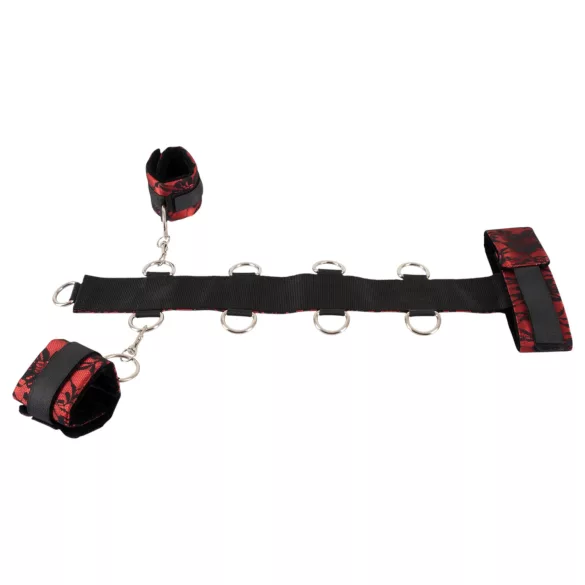 Bad Kitty - set bondage braccia-collo - collegamento regolabile - rosso nero
