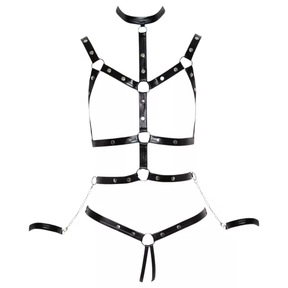Bad Kitty - set completo in pelle con borchie e manette (nero)