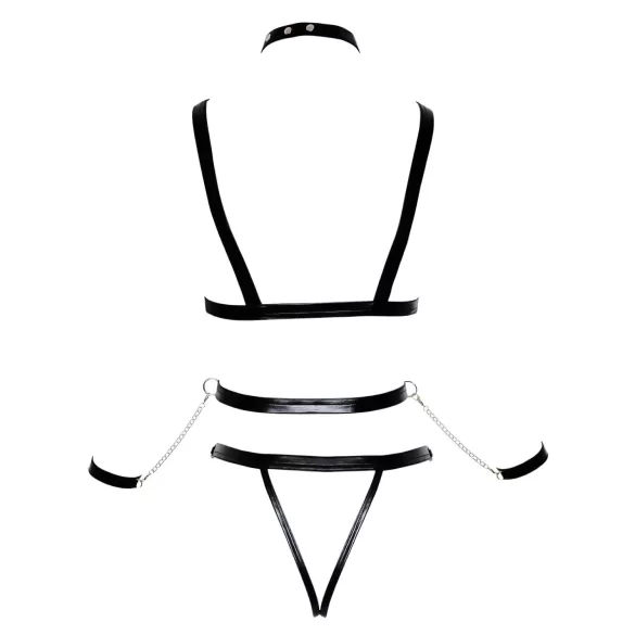 Bad Kitty - set completo in pelle con borchie e manette (nero)