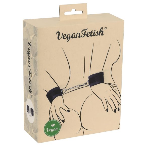 Vegan Fetish - manette da polso con catena corta - ecopelle nera