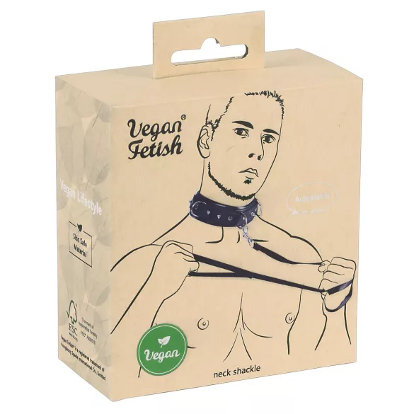 Vegan Fetish - collare e guinzaglio borchiati - ecopelle nera