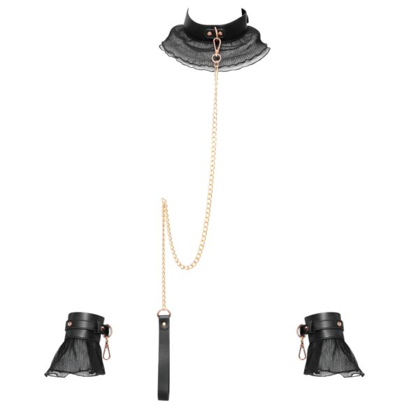 Bad Kitty - set bondage arricciato (4 pezzi) - nero