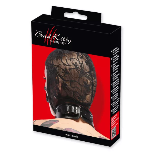 Bad Kitty - maschera nera con cinghie e pizzo