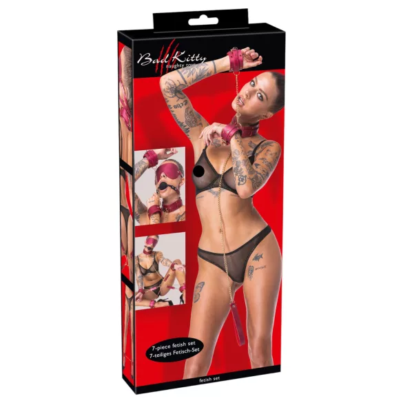 Bad Kitty - set bondage 7 pezzi - rosso