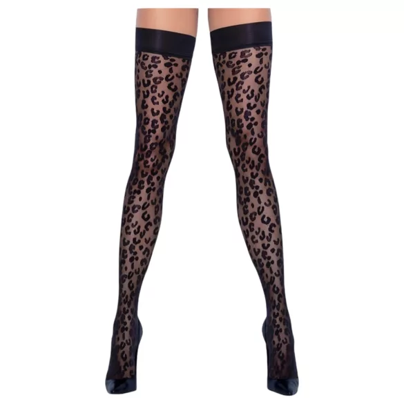 Cottelli Legwear - autoreggenti leopardate - nero - 5