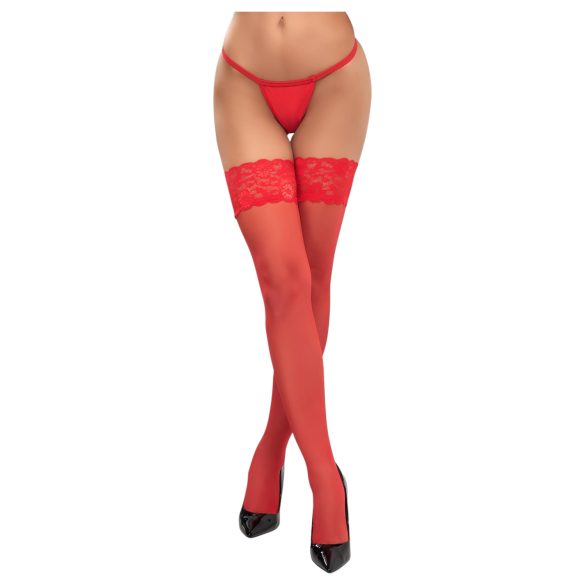 Cottelli - Calze autoreggenti in pizzo floreale (rosso) - 4/L