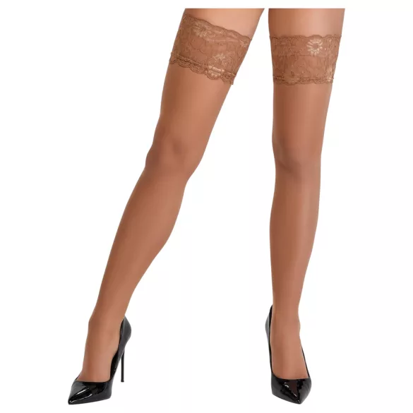 Cottelli - autoreggenti in pizzo floreale - color carne - 3/M-L