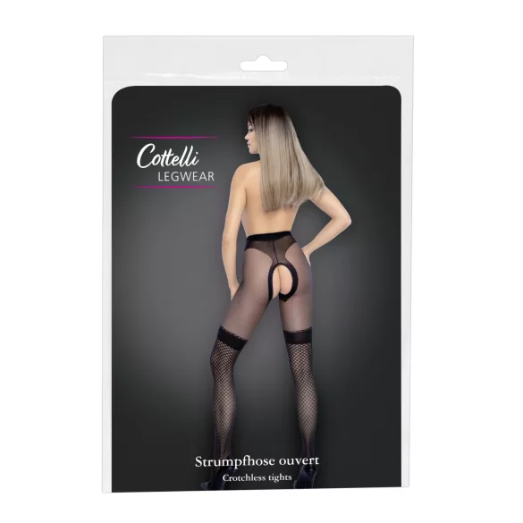 Cottelli - collant aperti con inserto rete - nero - 3