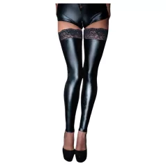 Noir - autoreggenti lucide con pizzo - nero - XL