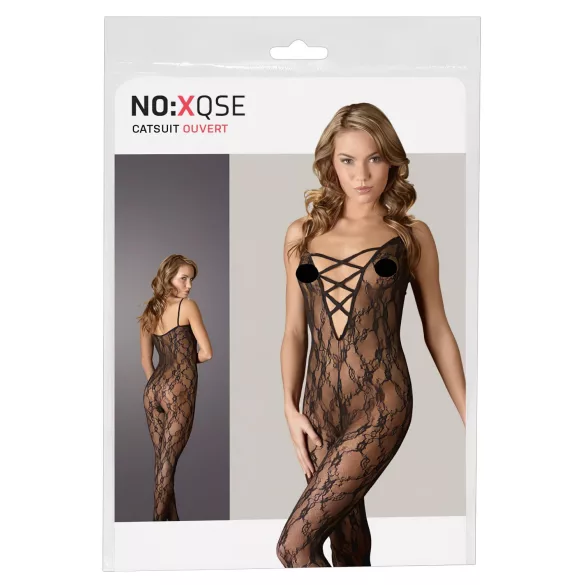NO:XQSE - tuta sexy in pizzo - trasparente - pizzo nero