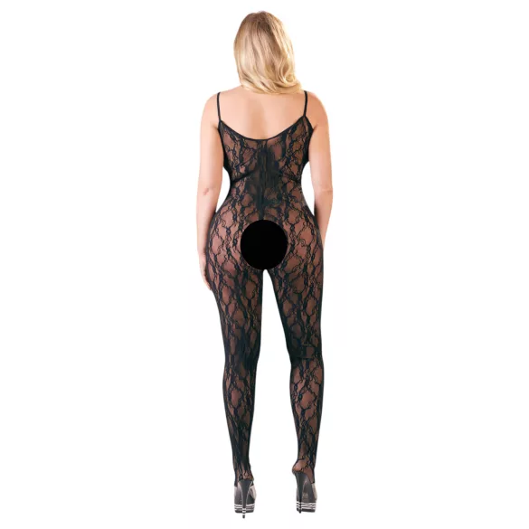 NO:XQSE - tuta sexy in pizzo - trasparente - pizzo nero - L/XL