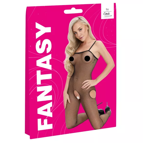 Cottelli Fantasy - body in rete aperto con spacco sui fianchi (nero) - S-L