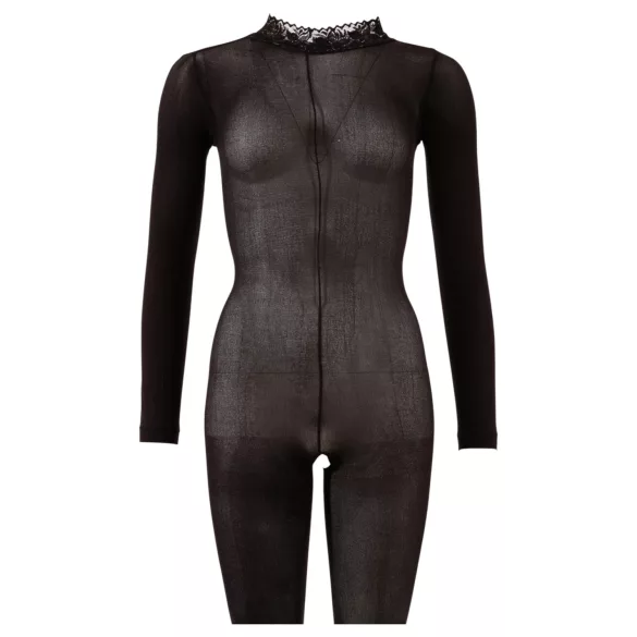Cottelli - catsuit trasparente con cavallo aperto (nero) - S/M