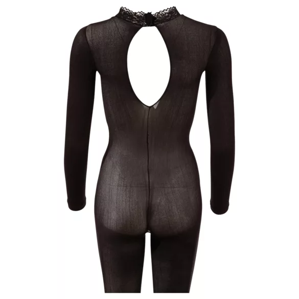 Cottelli - catsuit trasparente con cavallo aperto (nero) - S/M