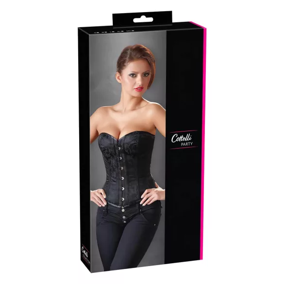 Cottelli - corsetto ricamato da festa - nero - 2XL