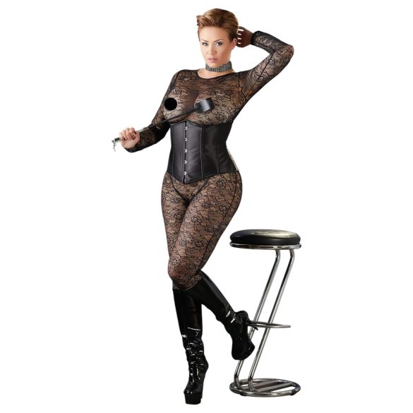 Cottelli Plus Size - corsetto in satin nero - taglia grande