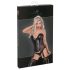 Noir - top nero con stampa leopardata e reggicalze
