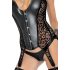 Noir - top nero con stampa leopardata e reggicalze