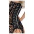 Noir - top nero con stampa leopardata e reggicalze