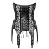 Noir - top nero con stampa leopardata e reggicalze