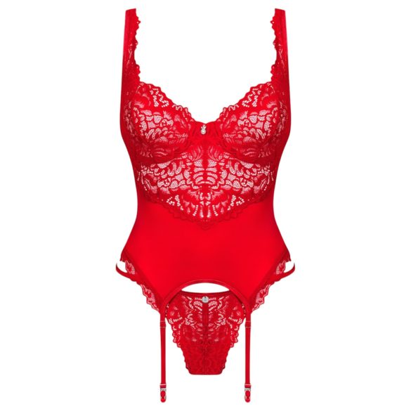 Obsessive Amor Cherris - completo intimo con reggicalze in pizzo - rosso