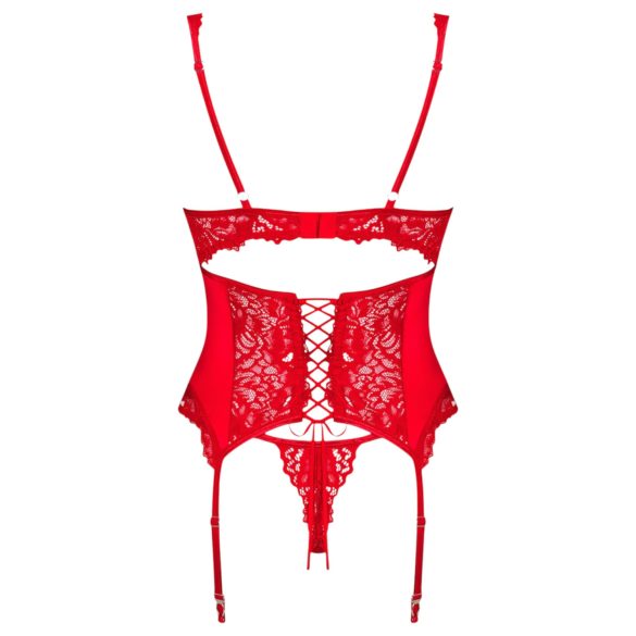 Obsessive Amor Cherris - completo intimo con reggicalze in pizzo - rosso
