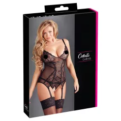 Cottelli - Top donna in pizzo con nastri - nero