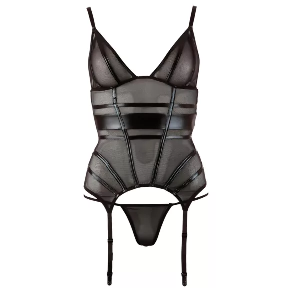 Cottelli - top trasparente strisce lucide - nero - M
