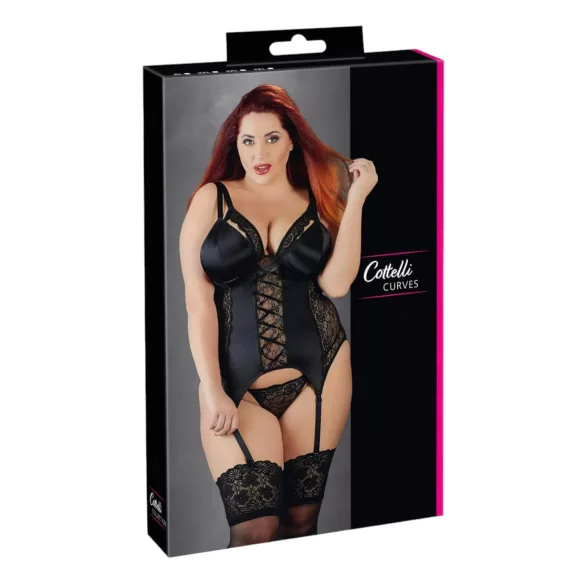 Cottelli Taglie Comode - Top regolabile con giarrettiera (nero)