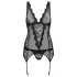 Obsessive - completo intimo ricamato - top e perizoma - nero