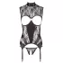 Abierta Fina - set intimo aperto in pizzo scintillante - nero - XL