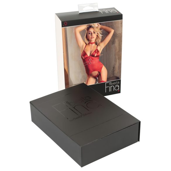 Abierta Fina - top a catena scintillante e perizoma (rosso)