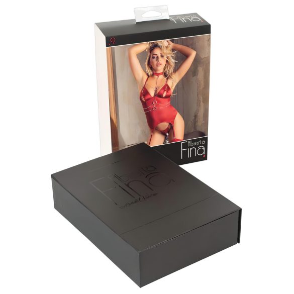 Abierta Fina - top a catena scintillante e perizoma (rosso)