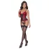 Cottelli - corsetto con reggicalze e inserti in pizzo con perizoma (rosso)