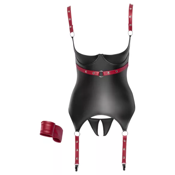 Cottelli Bondage - Reggiseno push up con collarino - effetto lucido nero - L