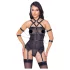 Cottelli Bondage - top con cinghie, manette e perizoma (nero) - M