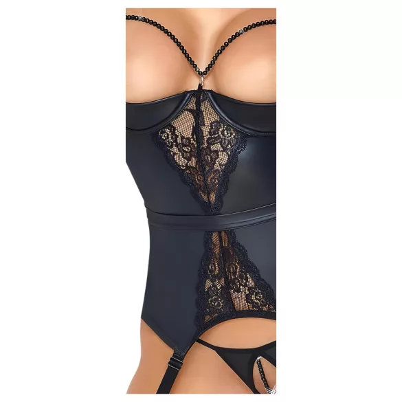 Abierta Fina - reggiseno sollevante con reggicalze - nero - M
