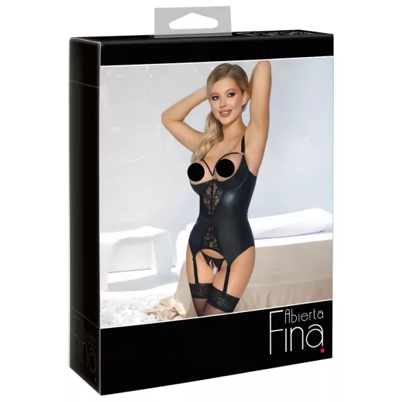 Abierta Fina - reggiseno sollevante con reggicalze - nero - M