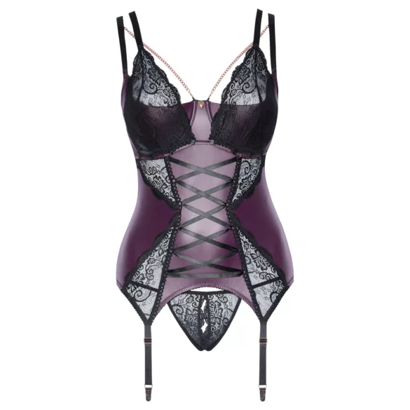 Cottelli Curves - set di lingerie in pizzo e lacci (viola)