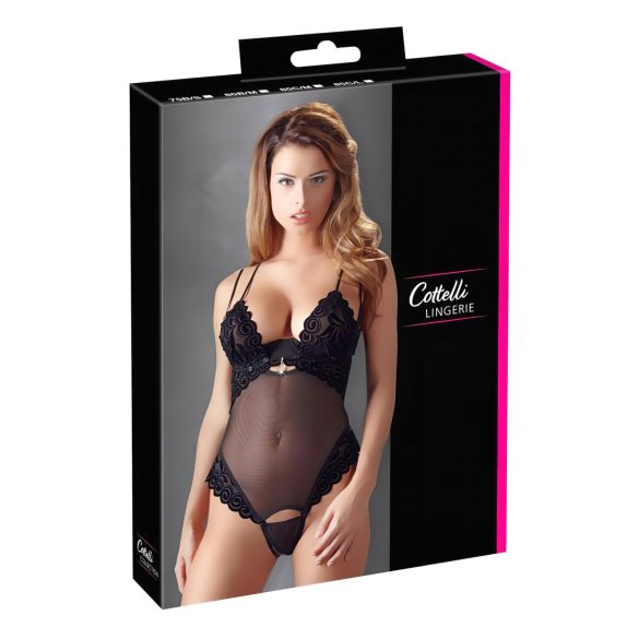 Cottelli - Body donna regolabile vellutato - nero - 80C/M